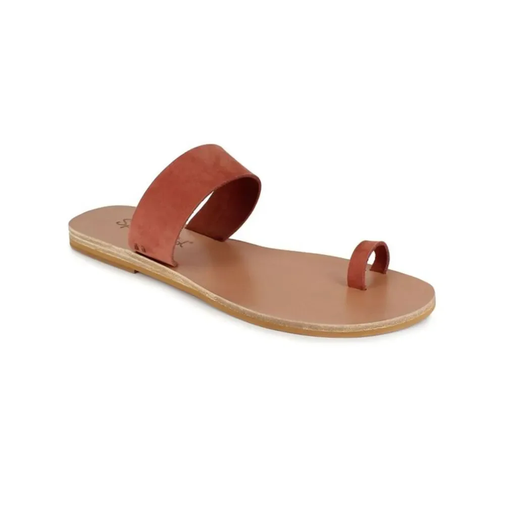 SPLENDID Womens Beige Serenity Round Toe Slip On Leather Sandals Shoes 10 B